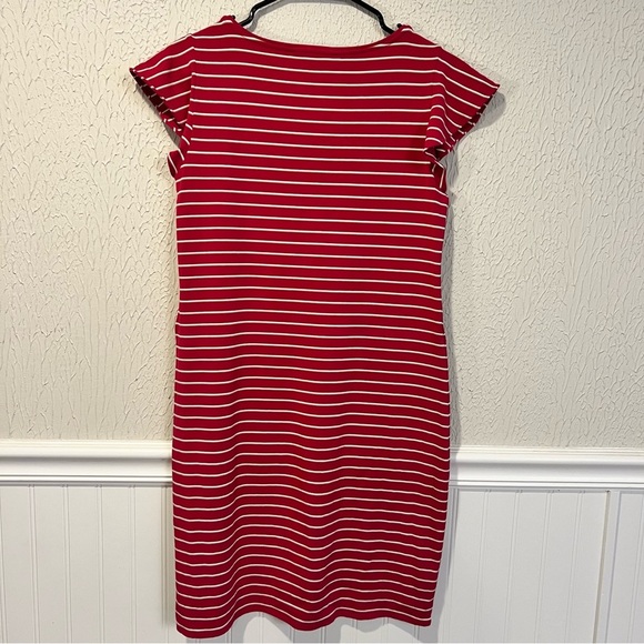 White House Black Market Flutter sleeve Pink Striped sheath Dress size small - Picture 5 of 11